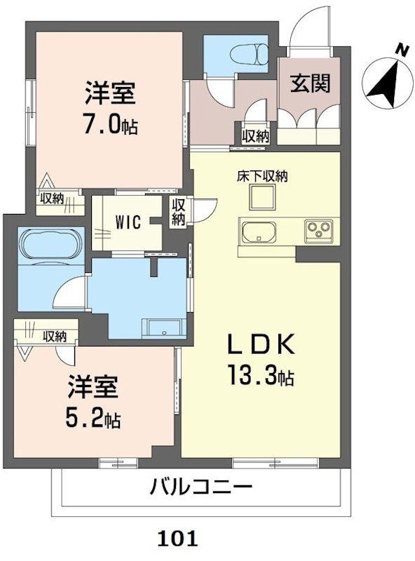 アルフラット天樂（テンラク） X02号室 間取り