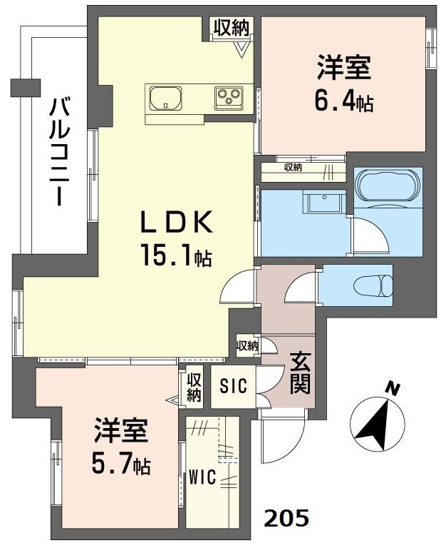 アルフラット天樂（テンラク） X05号室 間取り