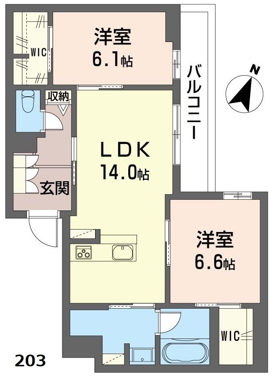アルフラット天樂 205号室 間取り