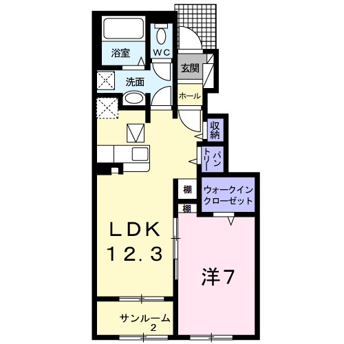 カーム 102号室 間取り