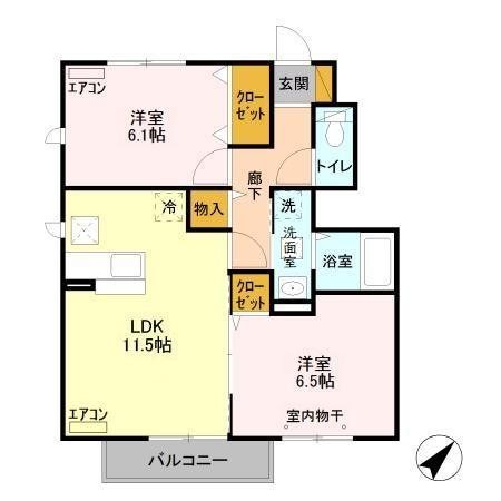 アシェルパークⅠ 105号室 間取り