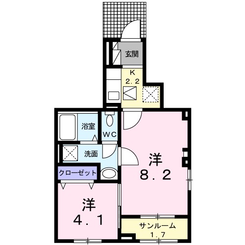 サニーコートＤ棟 101号室 間取り