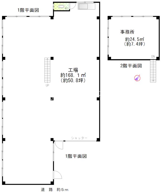 稲葉町3丁目西棟　貸工場・倉庫 間取り