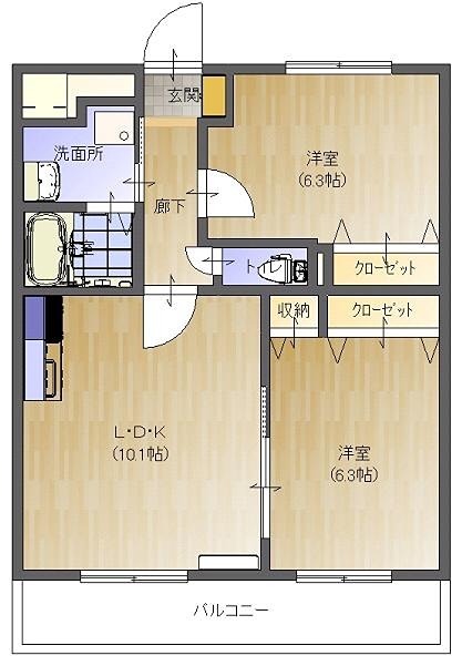 Chez‐soi　TATSUMI　Ⅲ番館 間取り