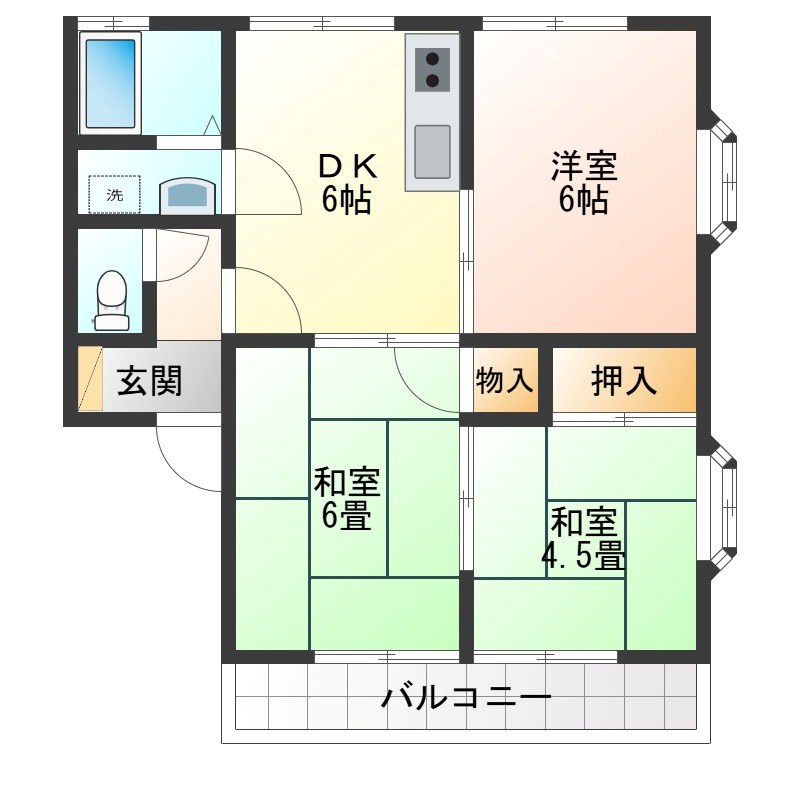 553ハイツⅡ 101号室 間取り