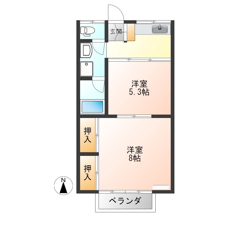 タマダハイツC 202号室 間取り