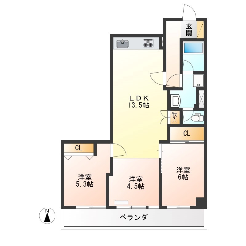 フリーデンハイム宇都宮 1202号室 間取り