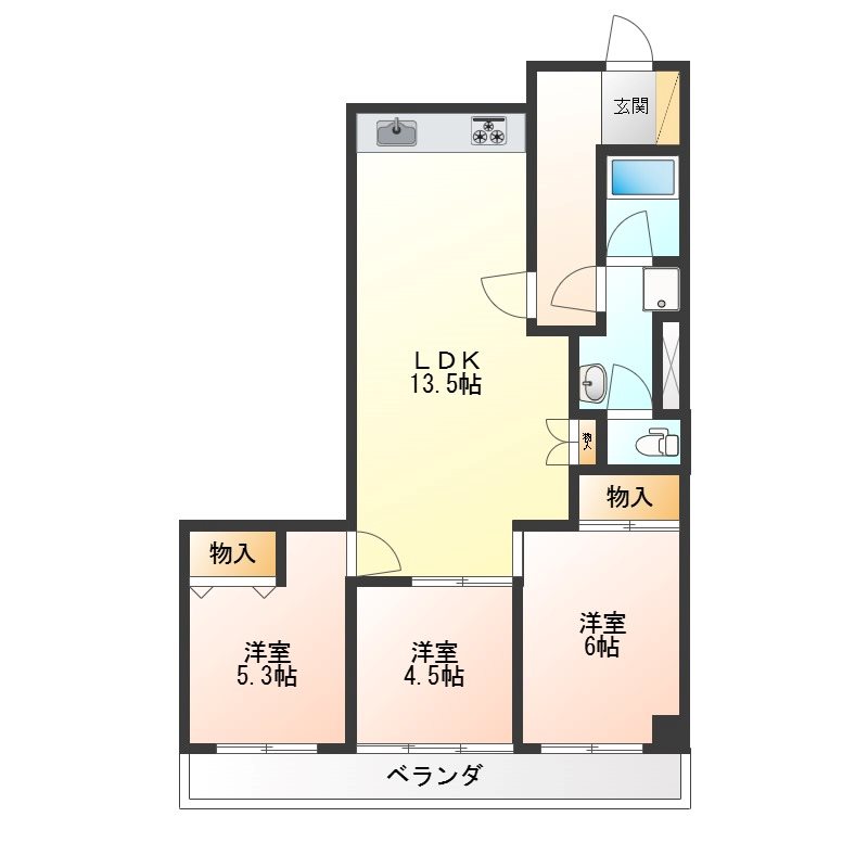 フリーデンハイム宇都宮 1202号室 間取り