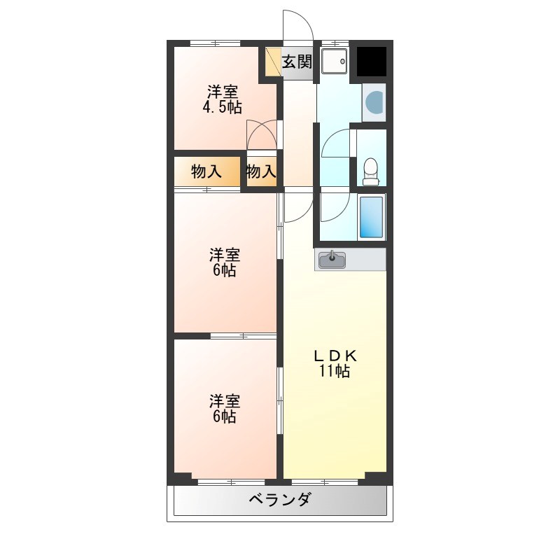 ソーラーハイツあづさ 403号室 間取り