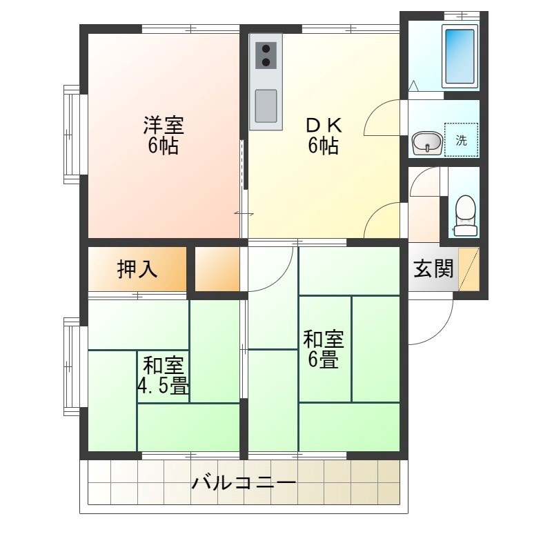 553ハイツⅡ 205号室 間取り