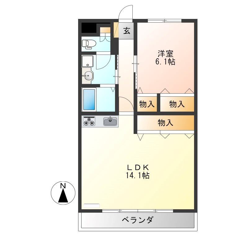 メゾンソレール 302号室 間取り