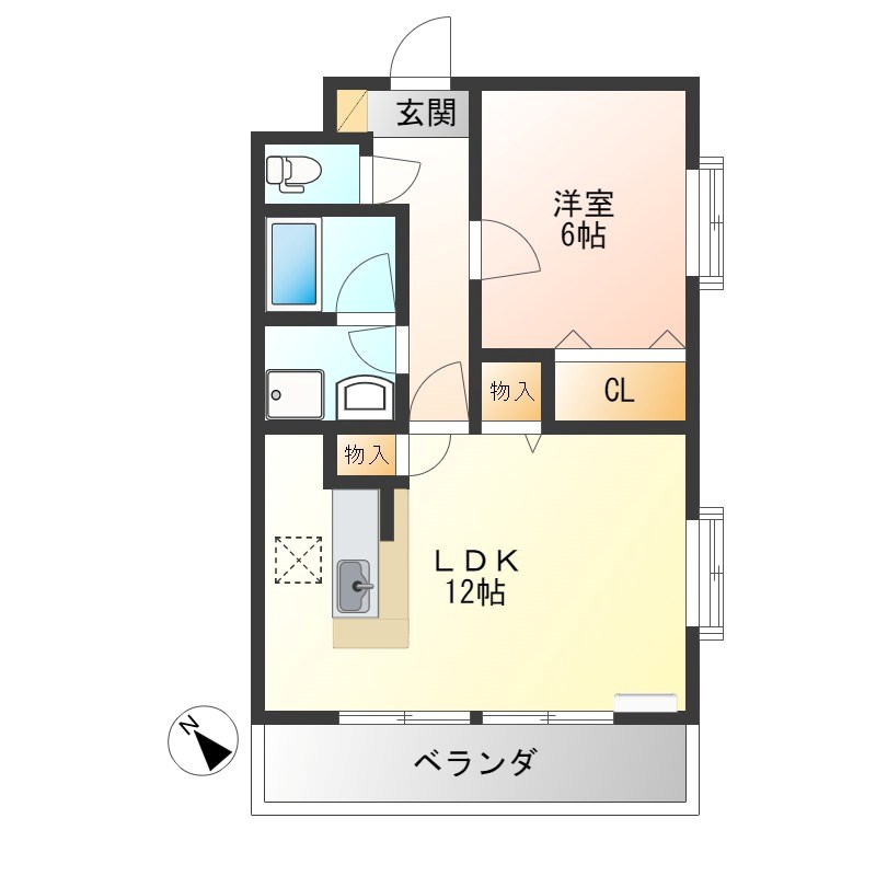 門團空閑  205号室 間取り