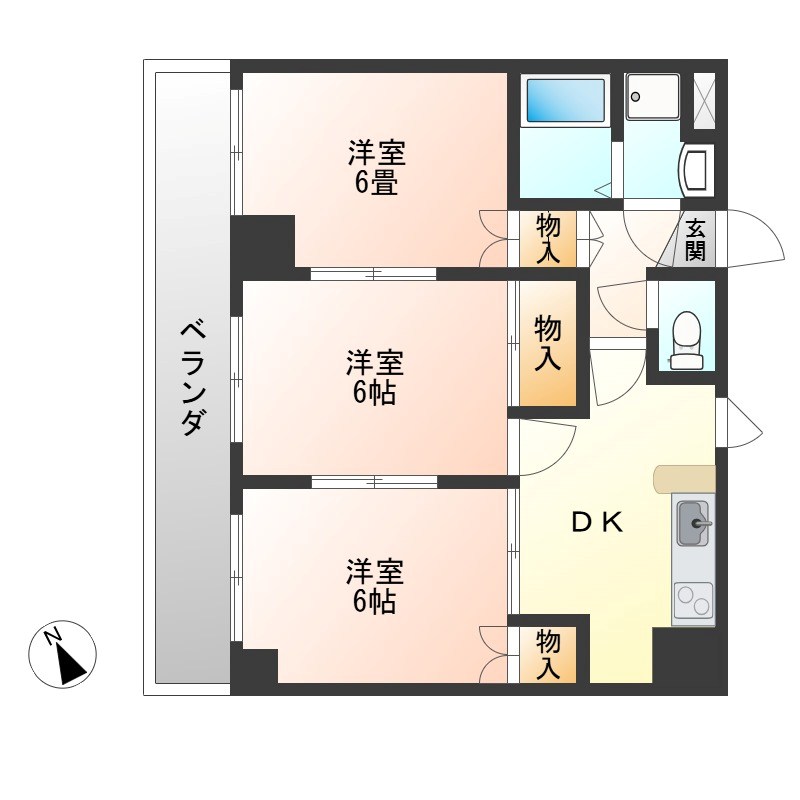 アーバンシェルB館 402号室 間取り