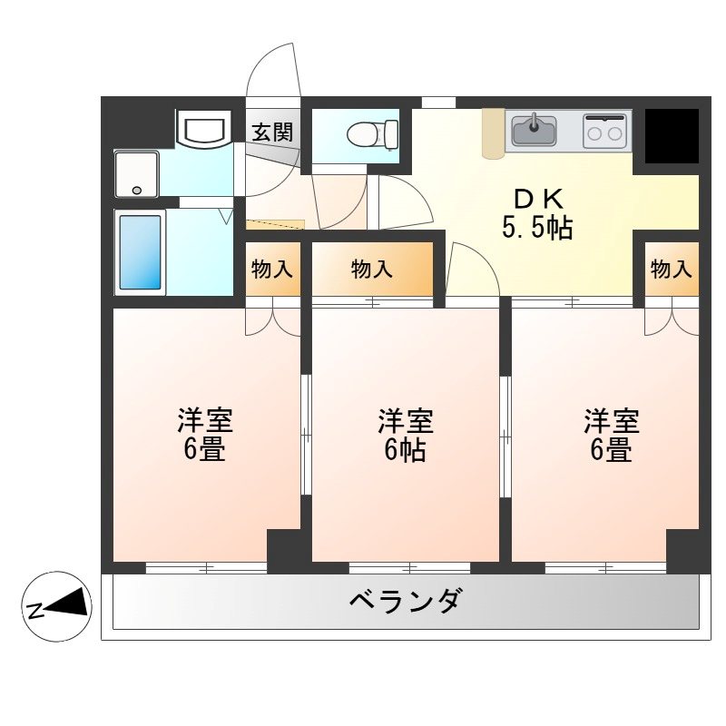 アーバンシェルB館 間取り図