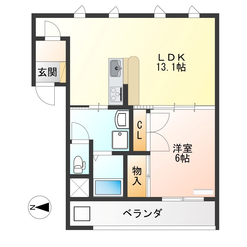 ハーネス戸祭 303号室 間取り