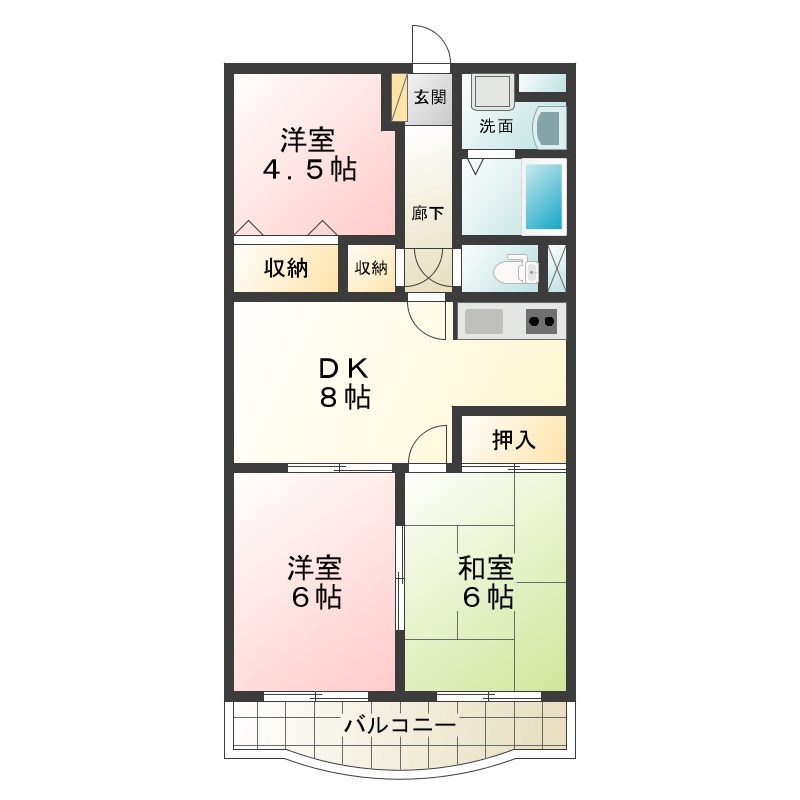 グリーンヒルズ 202号室 間取り