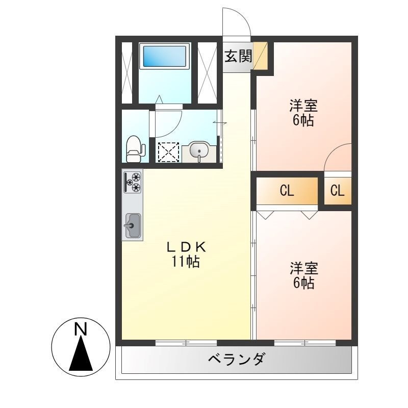 レジデンス東宝木 205号室 間取り