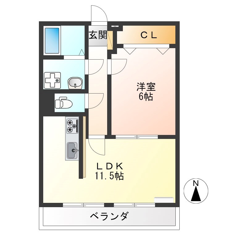 秀栄ヒルズ 103号室 間取り