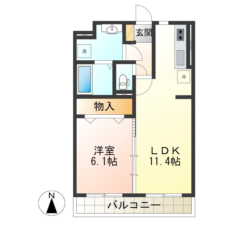 グランシティB 101号室 間取り
