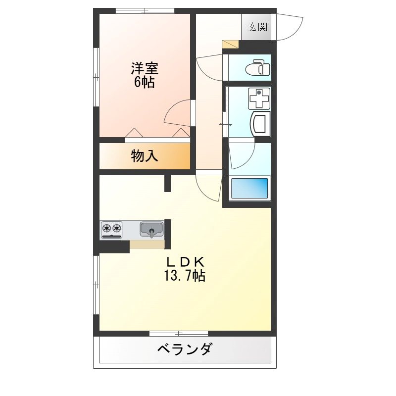 メープルヒルズ 105号室 間取り