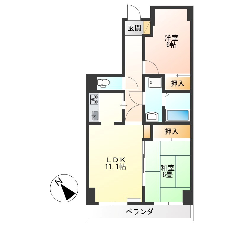 グランドハイツ今泉 1011号室 間取り