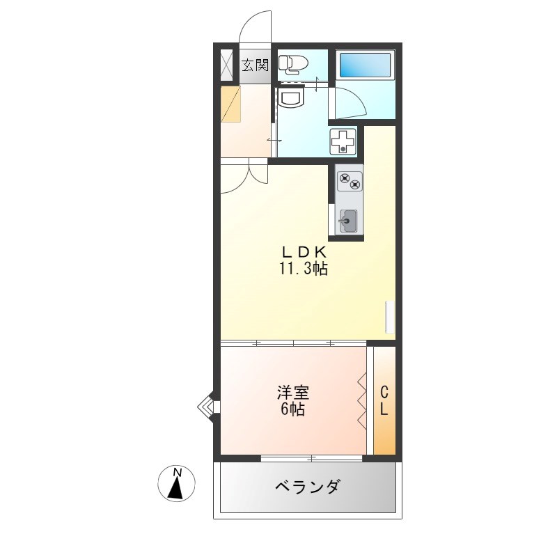 ネイザ戸祭 102号室 間取り