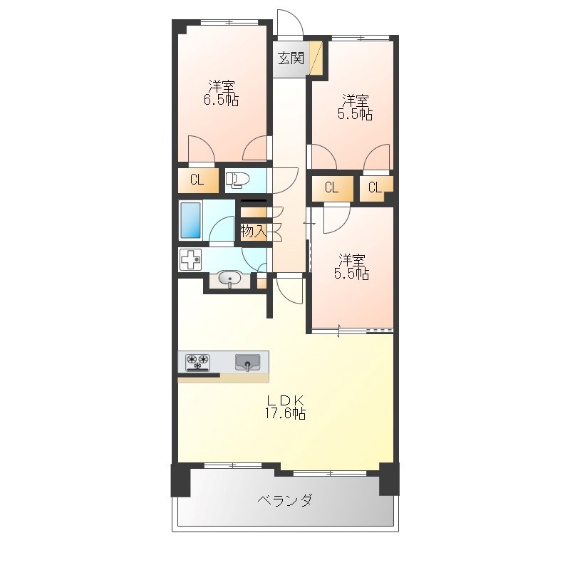 センチュリー宇都宮弐番館 9F号室 間取り