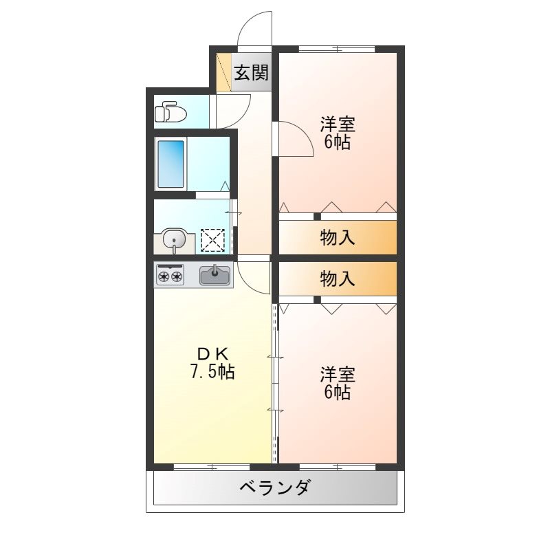 リクラス・ハイツパルソー 202号室 間取り