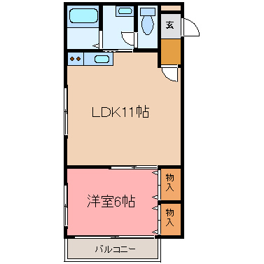 江戸屋ハイツA 202号室 間取り
