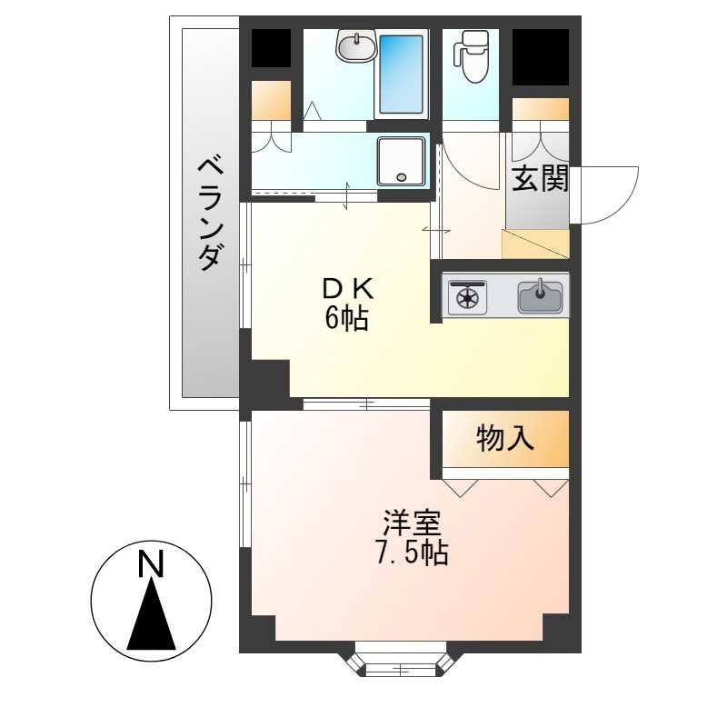センチュリー上戸祭 305号室 間取り
