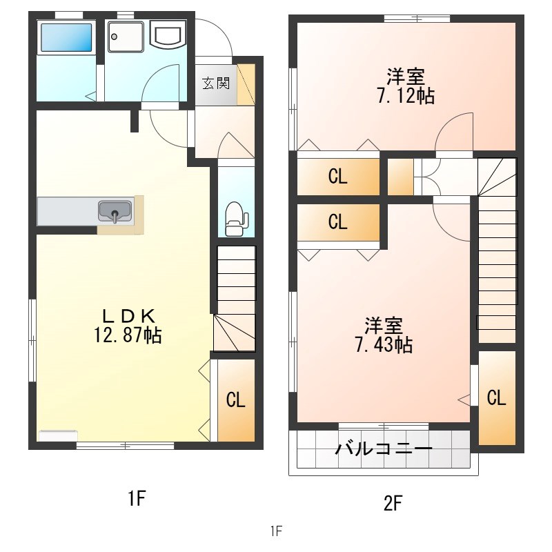 カサーレ西川田D棟 106号室 間取り