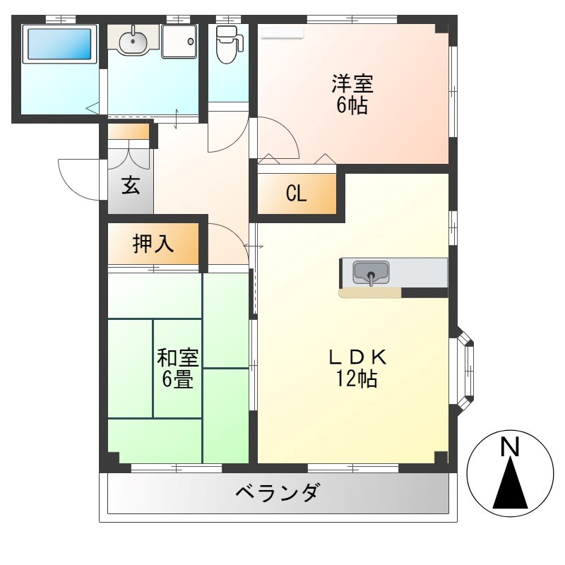 リーベカマイⅠ 201号室 間取り