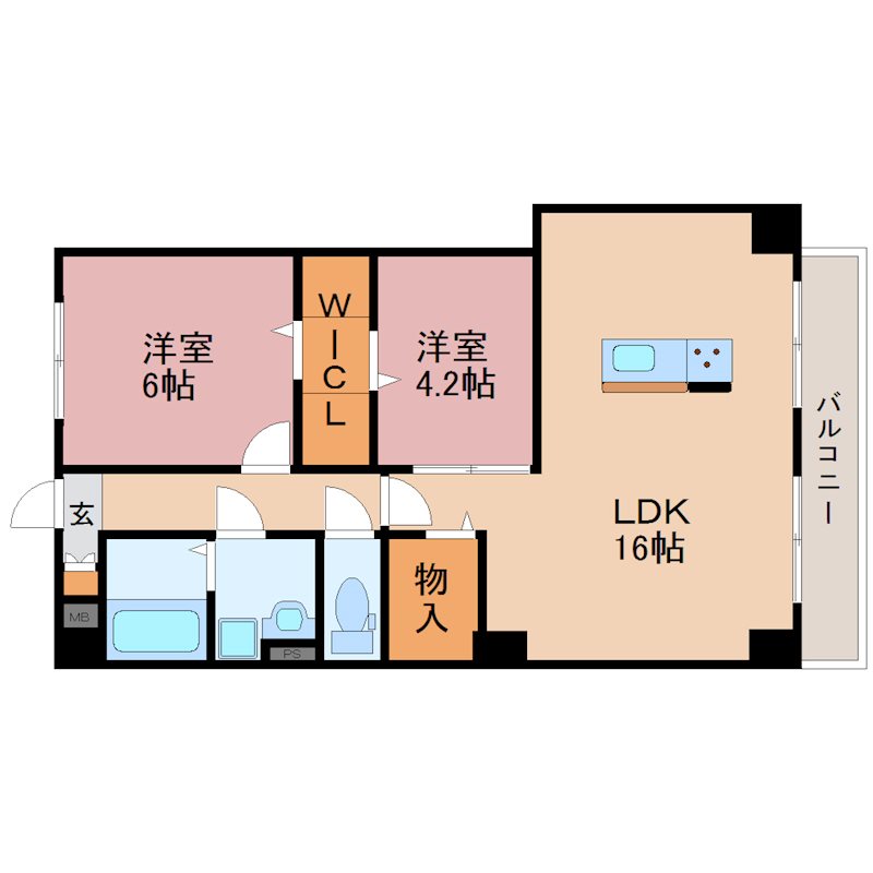 PLACIDES 210号室 間取り