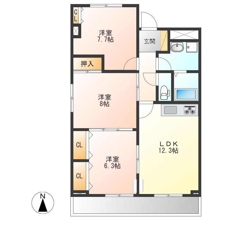 マンション桜 406号室 間取り