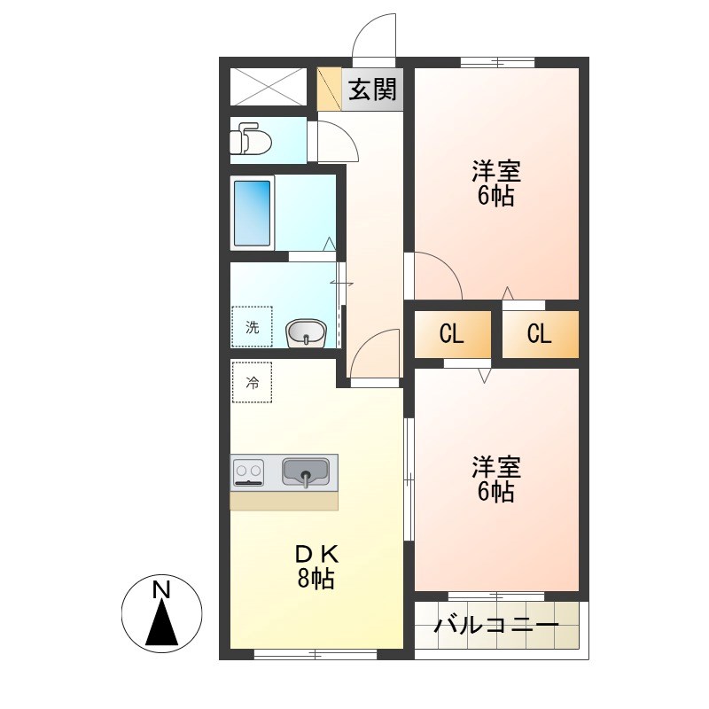 フィールド華美月 205号室 間取り