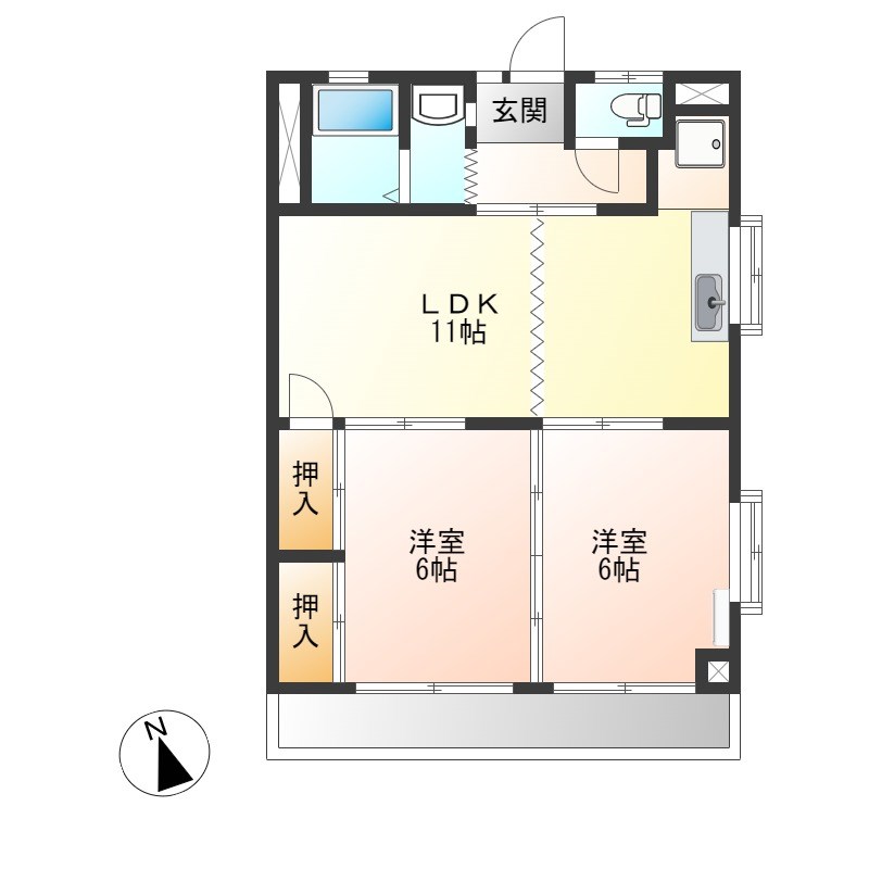 シャンポール双葉 202号室 間取り