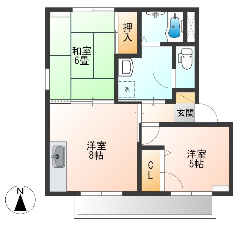 フォンテーヌT&H　B 202号室 間取り