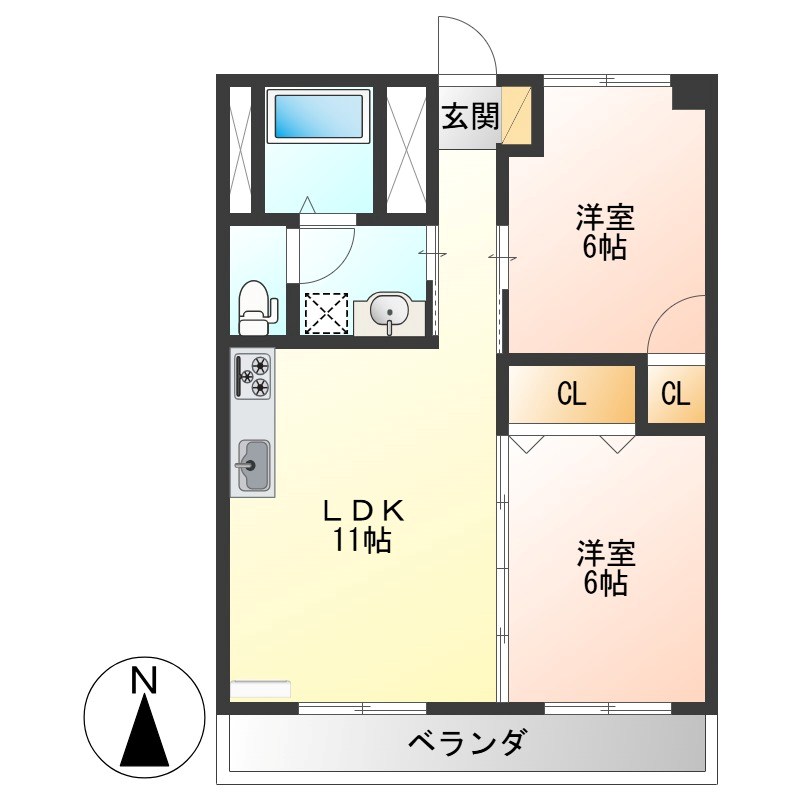 レジデンス東宝木 303号室 間取り