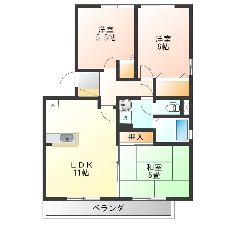 エスポワール今泉 301号室 間取り