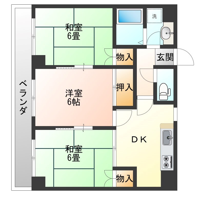 アーバンシェルB館 602号室 間取り