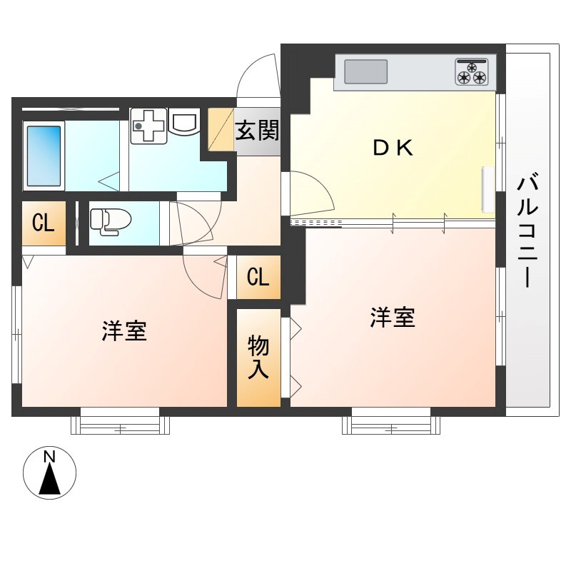 エル・ブランシェⅡ 201号室 間取り