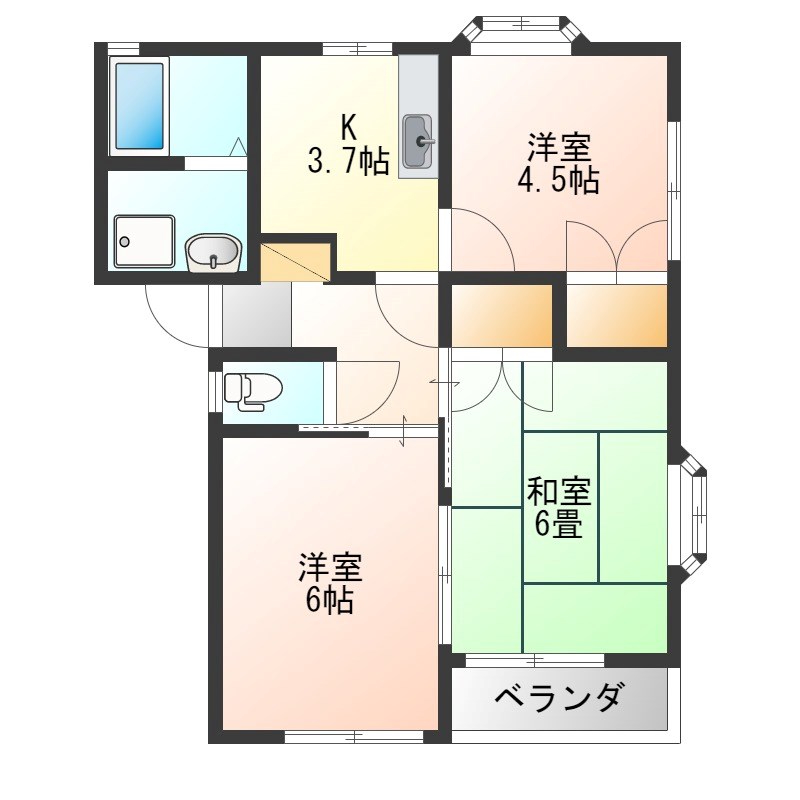 エクセルドーメキ 202号室 間取り