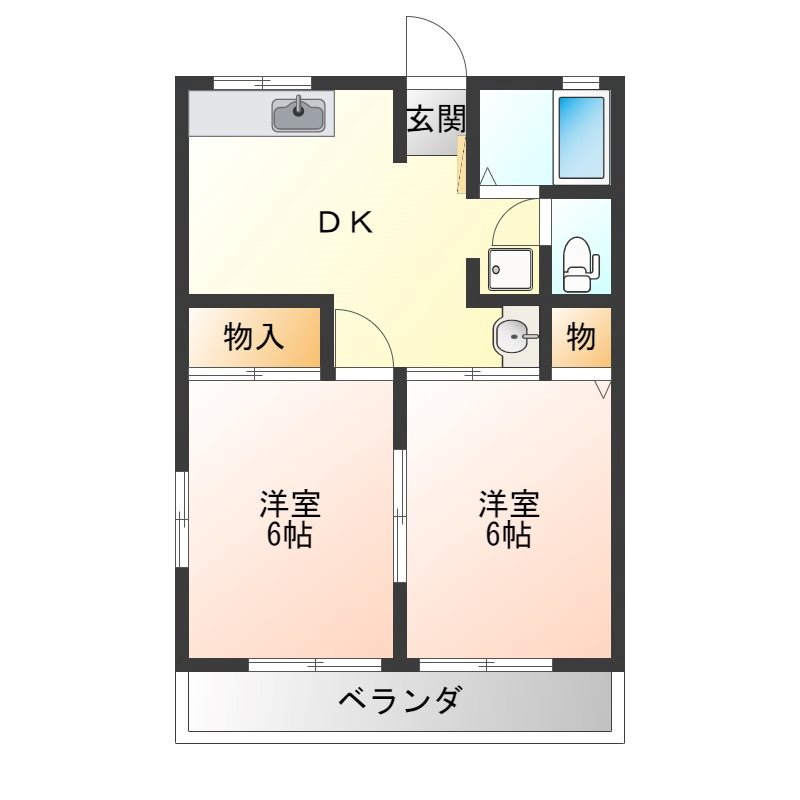 ドミールB 102号室 間取り