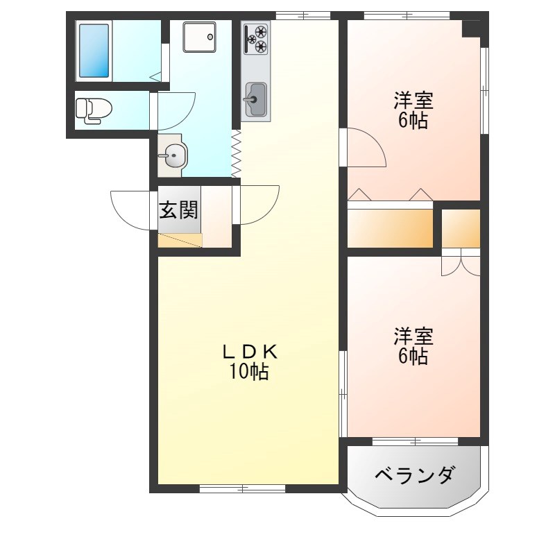 ハーモニーハイツ 202号室 間取り