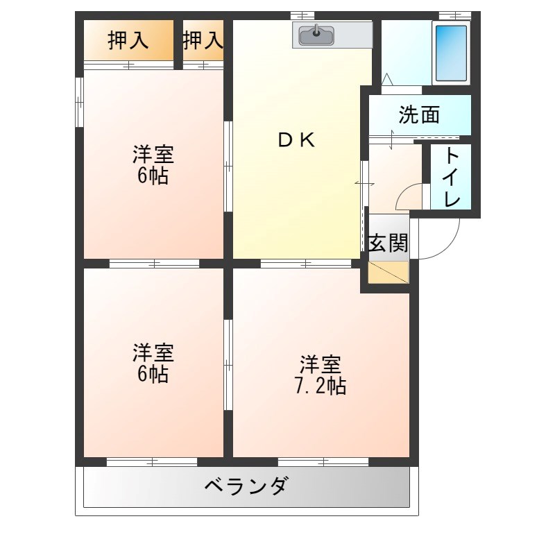 メニィハピネスA棟 間取り図