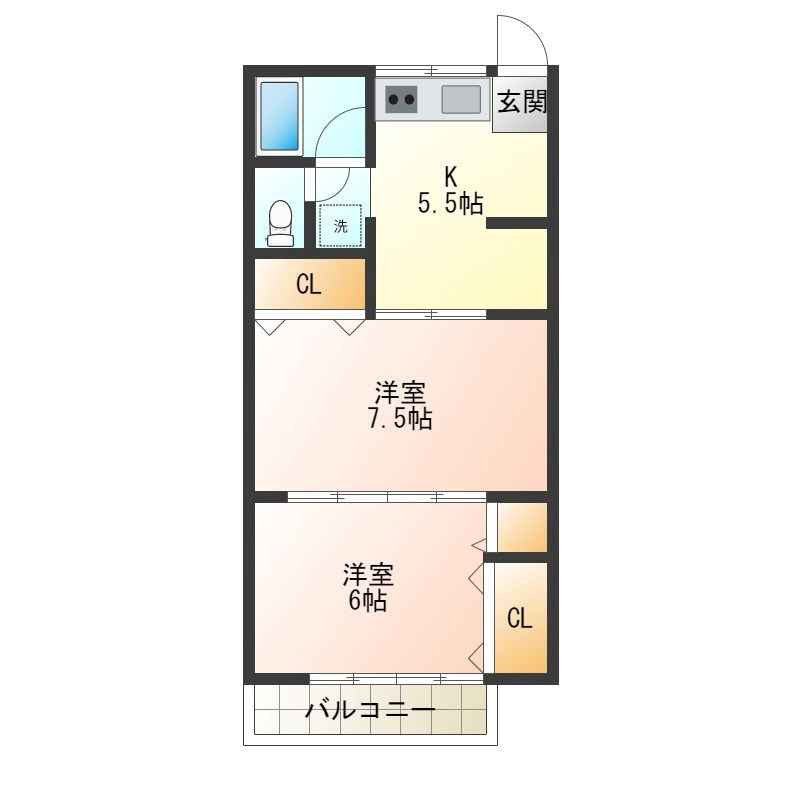 ヴィラ赤坂 A号室 間取り