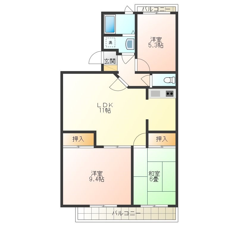 ラ・セゾン富士 201号室 間取り