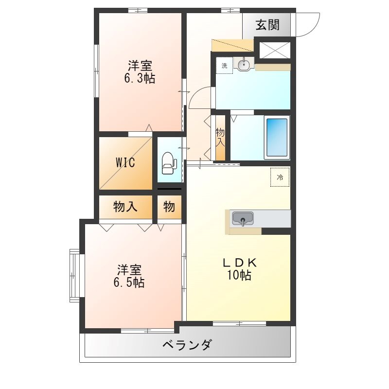 ルミエール鶴田 203号室 間取り