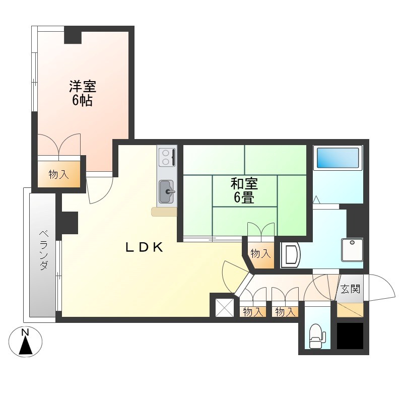 アーバンシェルB館 401号室 間取り