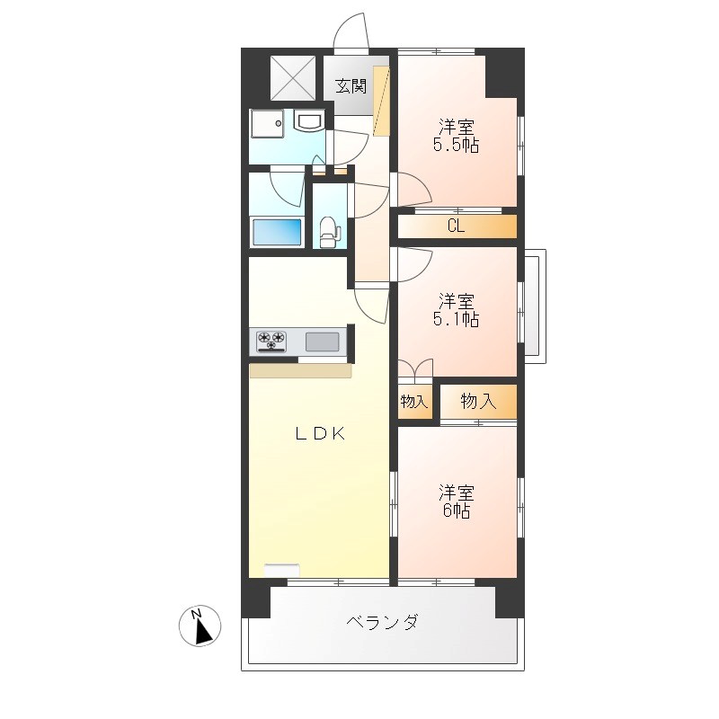 クロワサンス 906号室 間取り